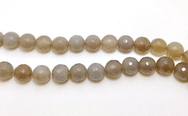Grå onyx perler, facet 12 mm,  4 stk.